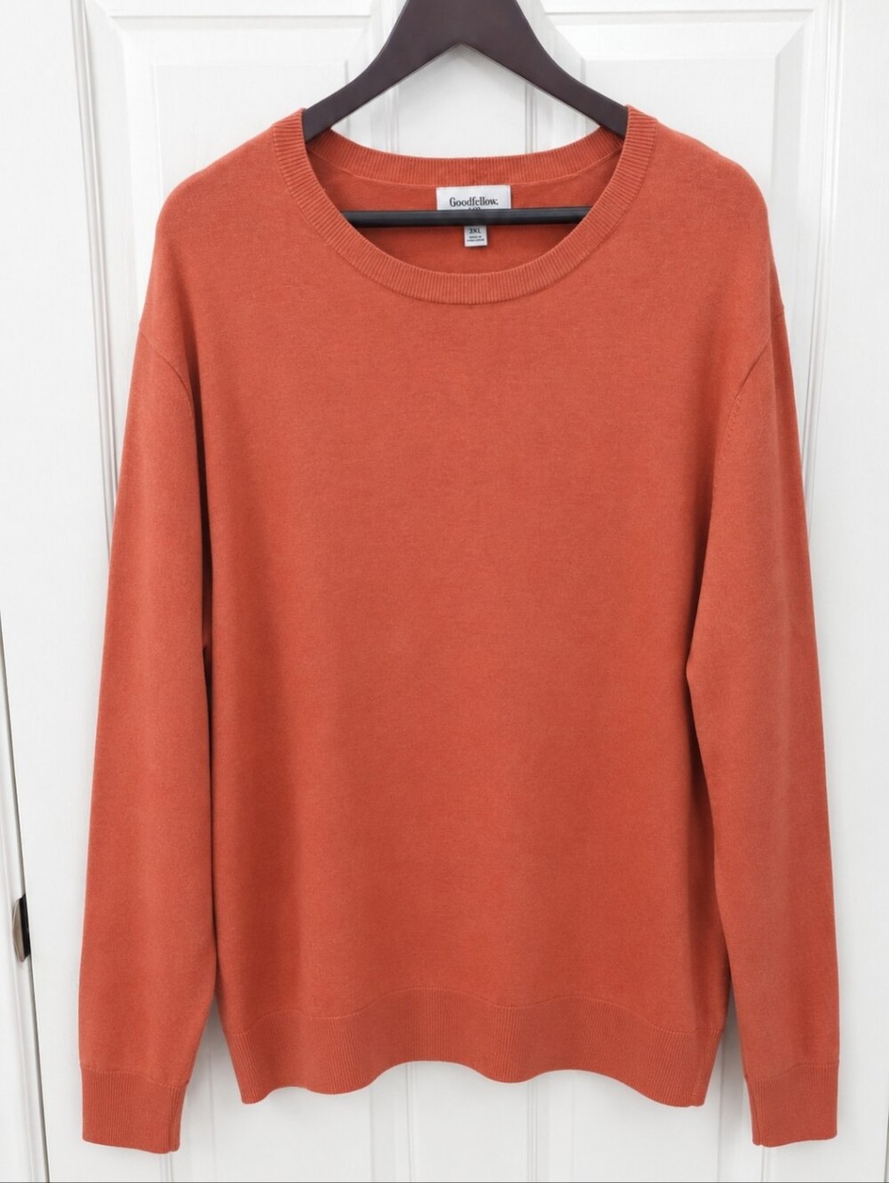 Goodfellow Orange Ribbed Knit Crew Neck Mens Cotton Sweater Sz XXL